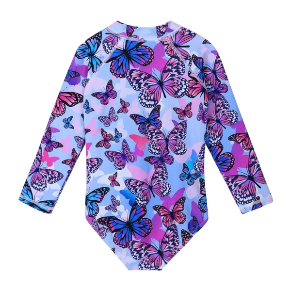 BAOHULU Purple Butterfly Cartoon Kids Swimwear UV50+ Long Sleeve Swimwear Girl Child Swimsuit Girls Swimwear Bathing Suits 2