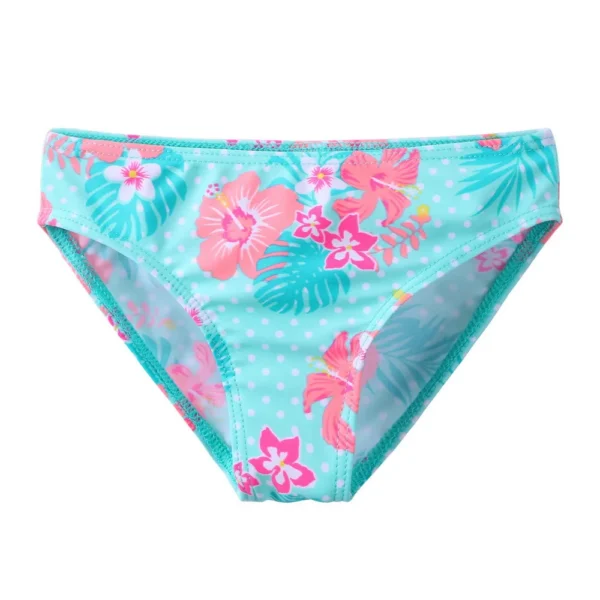 BAOHULU Children's Swimwear Cyan Floral Swimsuit Girls Bikini Tankini Set Swimwear Kids Long Sleeve Swimming Suits for Girl 5