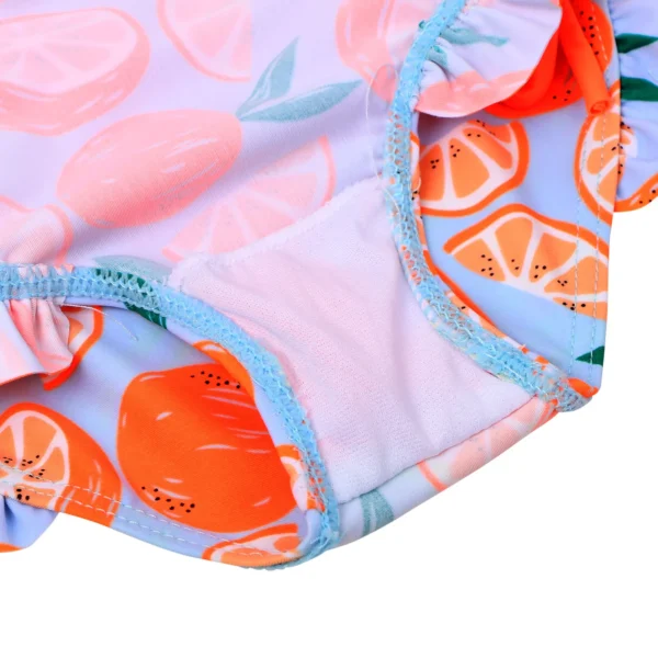 BAOHULU Girls Swimsuit Long Sleeve Zipper Rash Guard One Piece UPF 50+ UV Sun Protection Swimwear Orange Bathing Suit 3