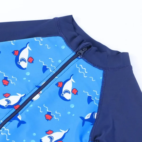BAOHULU UPF50+ Cartoon Kids Swimwear Long Sleeve Baby Boy Swimwear One Piece Toddler Swimsuit Infant Bathing Suit for Boys Girls 3