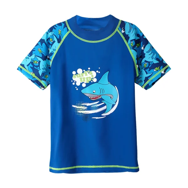 BAOHULU Navy Boys Swimwear Children Swimsuit Cartoon Shark Pattern UPF50+ Bathing Suits for Kids Lycra Summer Swimming Wear 3