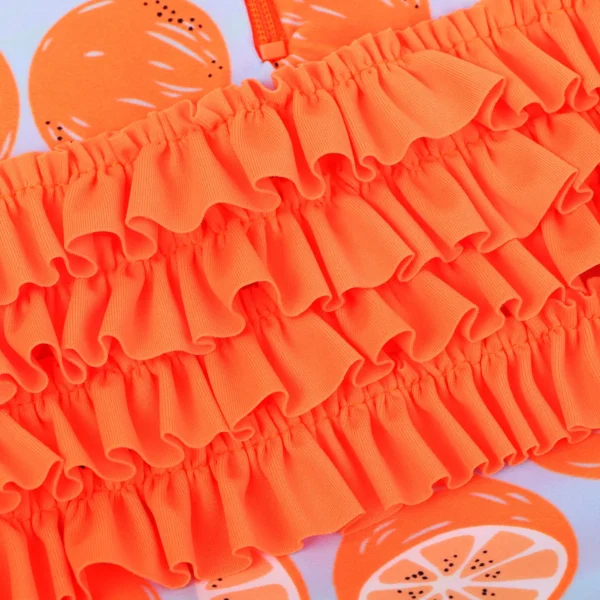 BAOHULU Girls Swimsuit Long Sleeve Zipper Rash Guard One Piece UPF 50+ UV Sun Protection Swimwear Orange Bathing Suit 5