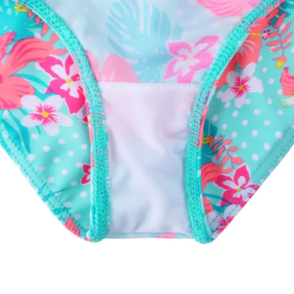 BAOHULU Children's Swimwear Cyan Floral Swimsuit Girls Bikini Tankini Set Swimwear Kids Long Sleeve Swimming Suits for Girl 6
