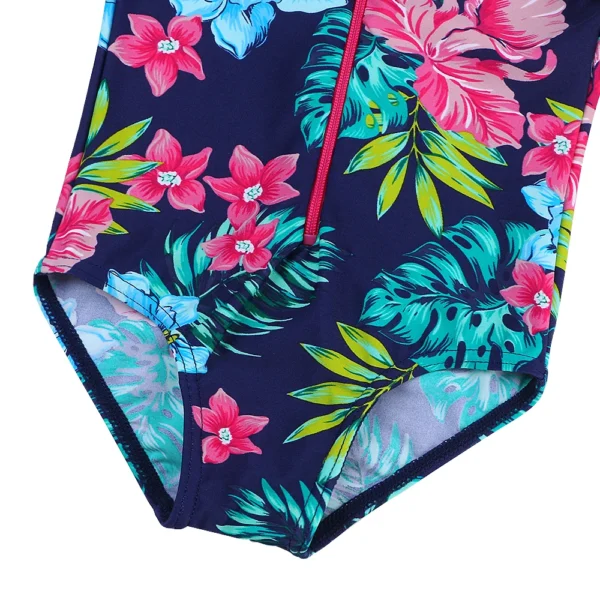 BAOHULU Navy Floral Baby Swimwear Long Sleeve UPF50+ Girls' Swimsuit One Piece Children Swimwear Toddler Bathing Suit Beachwear 6