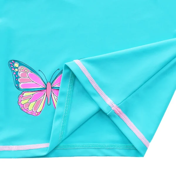 BAOHULU Summer Printed Butterfly Girls Swimsuit Children Swimwear UPF50+ Kids Beach Swimming Suits Bathing Suit Girl Cyan 4